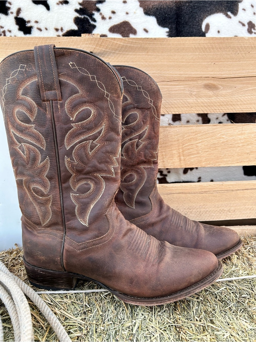 Dan Post Brown Western Cowboy Boots - Picture 2 of 10